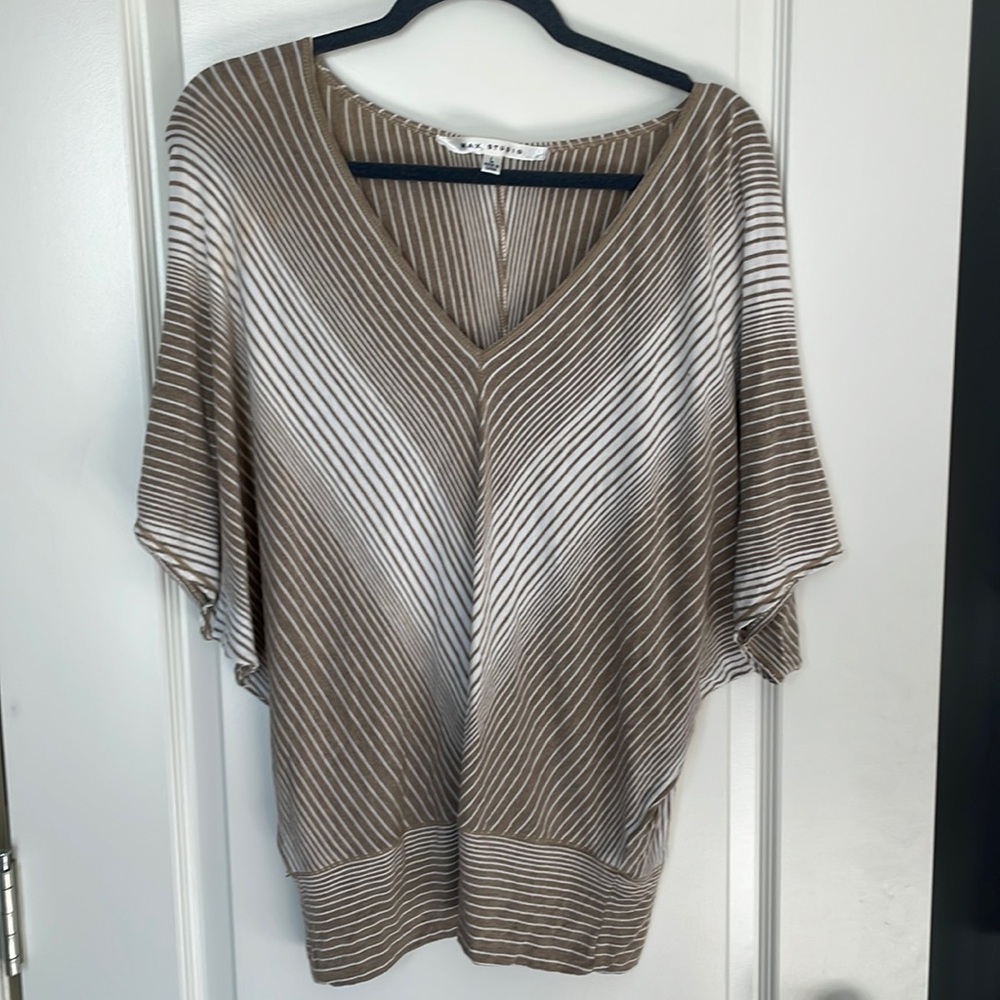 Lightweight white and tan striped shirts